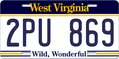 WV license plate 2PU869