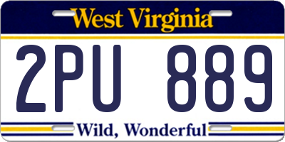 WV license plate 2PU889