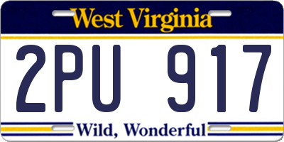 WV license plate 2PU917