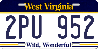 WV license plate 2PU952