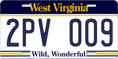 WV license plate 2PV009