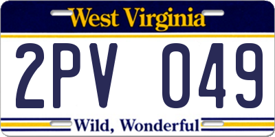 WV license plate 2PV049