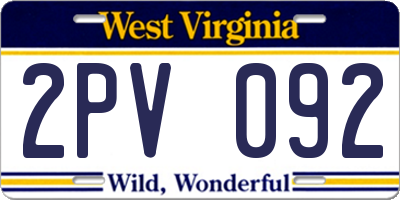 WV license plate 2PV092