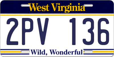 WV license plate 2PV136