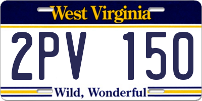 WV license plate 2PV150