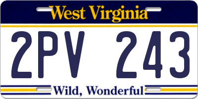 WV license plate 2PV243