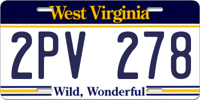 WV license plate 2PV278
