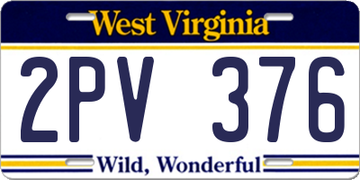 WV license plate 2PV376