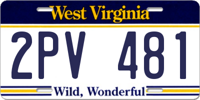 WV license plate 2PV481