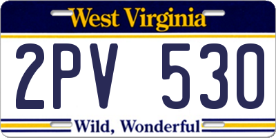 WV license plate 2PV530