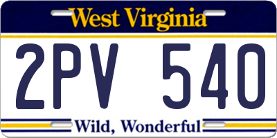 WV license plate 2PV540