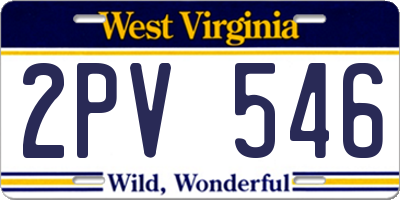 WV license plate 2PV546
