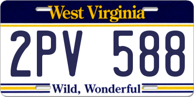 WV license plate 2PV588