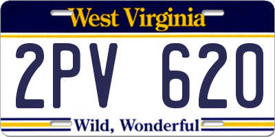 WV license plate 2PV620