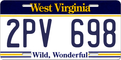 WV license plate 2PV698