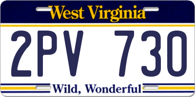 WV license plate 2PV730