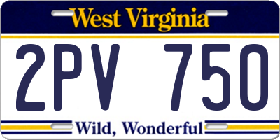 WV license plate 2PV750