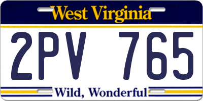 WV license plate 2PV765