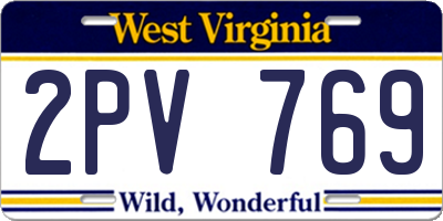 WV license plate 2PV769