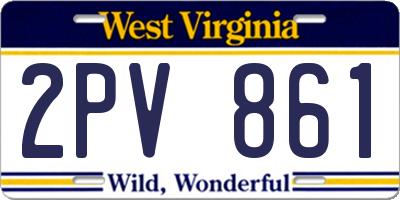 WV license plate 2PV861