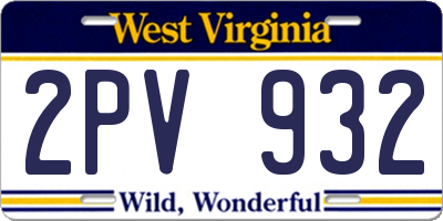 WV license plate 2PV932