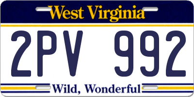 WV license plate 2PV992