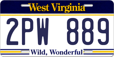 WV license plate 2PW889