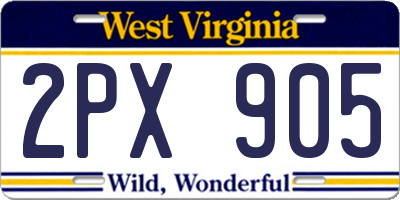 WV license plate 2PX905