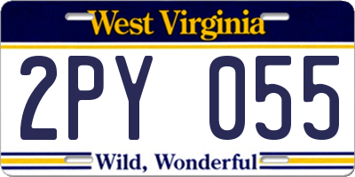 WV license plate 2PY055