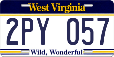 WV license plate 2PY057