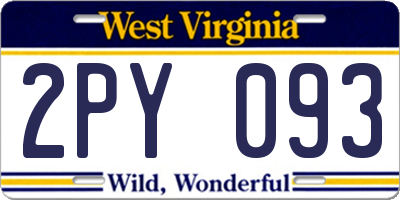 WV license plate 2PY093