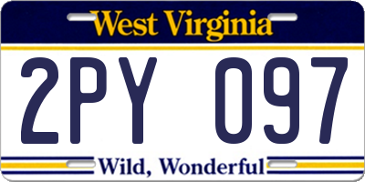 WV license plate 2PY097