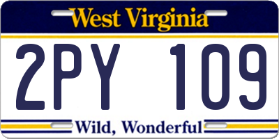 WV license plate 2PY109
