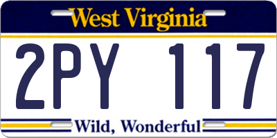WV license plate 2PY117