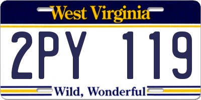 WV license plate 2PY119