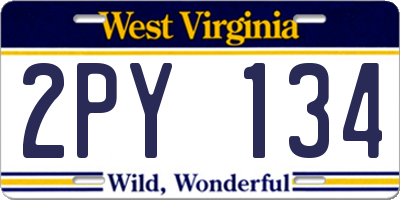WV license plate 2PY134