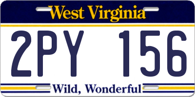 WV license plate 2PY156