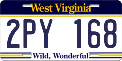 WV license plate 2PY168