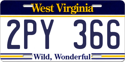 WV license plate 2PY366