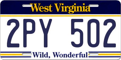 WV license plate 2PY502