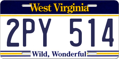 WV license plate 2PY514