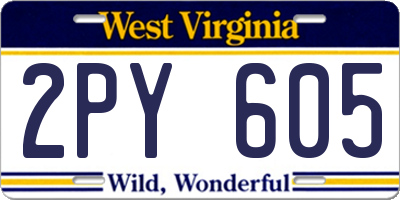 WV license plate 2PY605