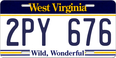 WV license plate 2PY676
