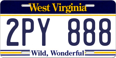 WV license plate 2PY888