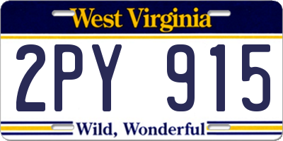WV license plate 2PY915