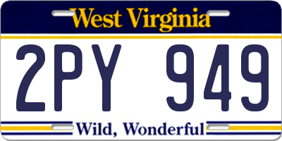 WV license plate 2PY949