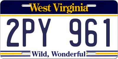 WV license plate 2PY961