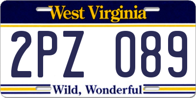 WV license plate 2PZ089