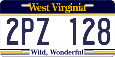 WV license plate 2PZ128