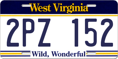 WV license plate 2PZ152